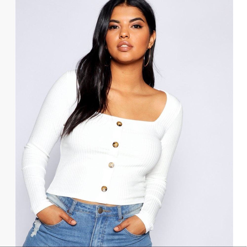 Button-down ribbed long sleeve shirt